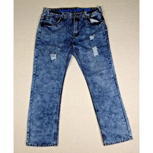 Crunch Jeans Mens 40x32 Distressed Grunge Y2K Light Blue Denim